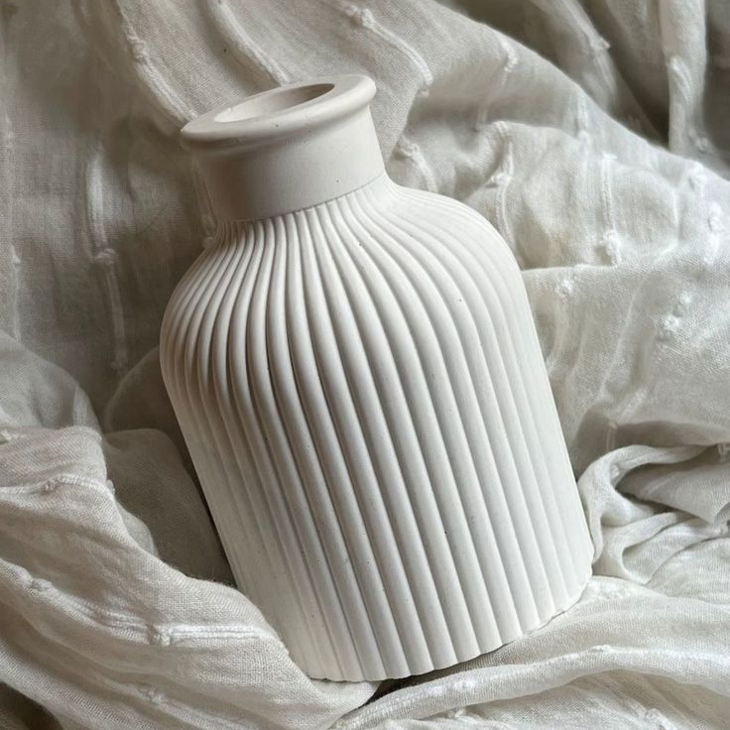 Modern Ribbed Ceramic Vase